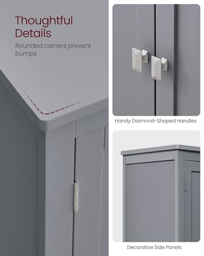 Bathroom Floor Storage Cabinet with 4 Doors