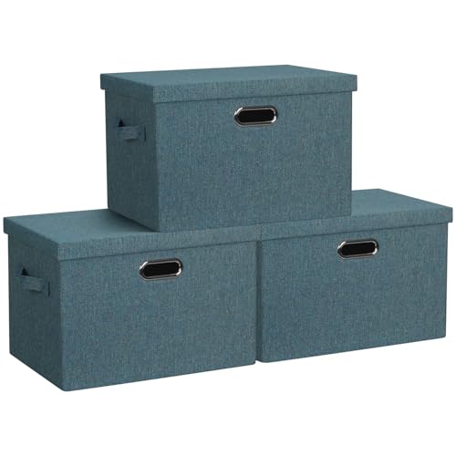 Storage Bins with Lids Fabric Closet Organizers Cubes Office Organization (3 Count)