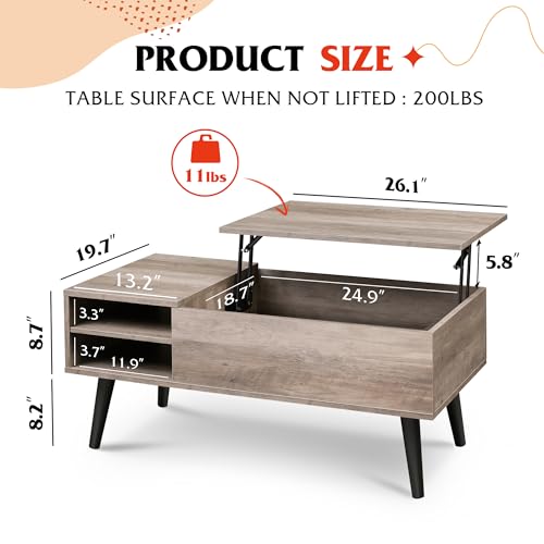 Lift Top Coffee Table with Hidden Storage