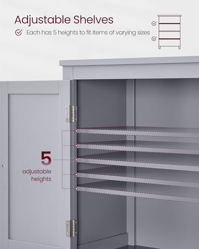 Bathroom Floor Storage Cabinet with 4 Doors