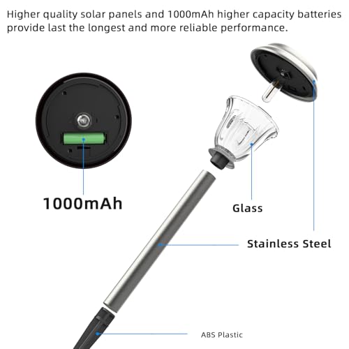Solar Lights Outdoor Waterproof Stainless Steel Glass Solar Pathway Lights (6 Count)