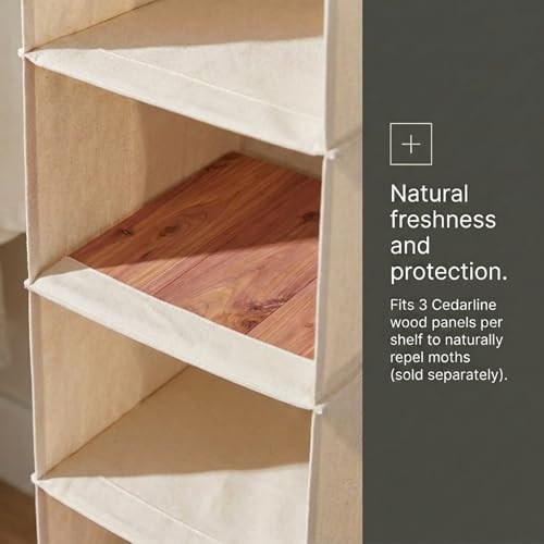 Cedarline 6‑Shelf Hanging Closet Organizer in Heavy‑Duty Cotton Canvas