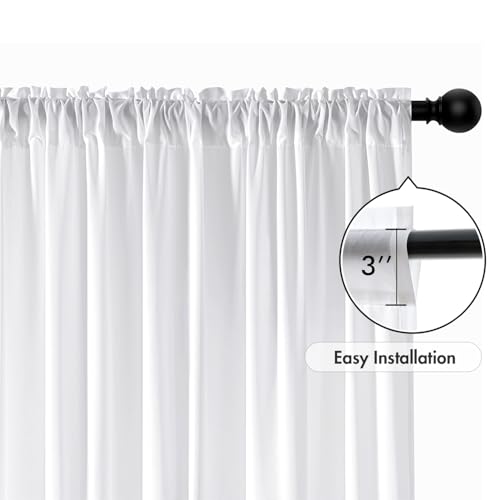White Privacy Sheer Curtains 2 Panels 42W x 96L (2 Count)