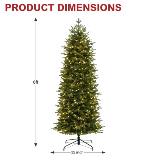 6 ft Prelit Pencil Christmas Tree with 300 Warm White LEDs