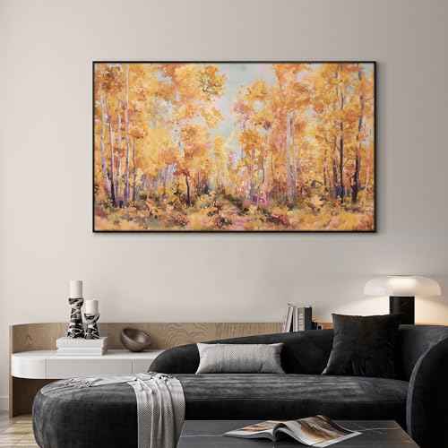 30"x60" Extra Large Framed Wall Art Golden Autumn Forest Path with Vibrant Foliage for Home Living Room Bedroom Decor