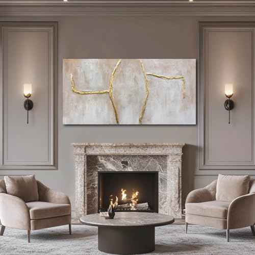 Large Wall Art Canvas Pictures Gold Artwork Pink Wall Decor For Living Room Abstract Poster Arts for Office 29"x58"