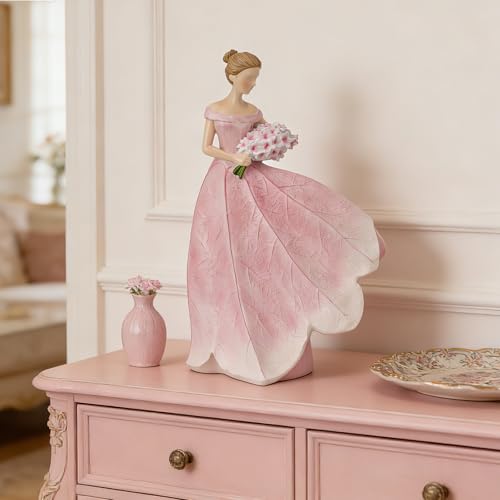 Pink Leaf Angel Girls Fairy Statue Collection Home Decoration