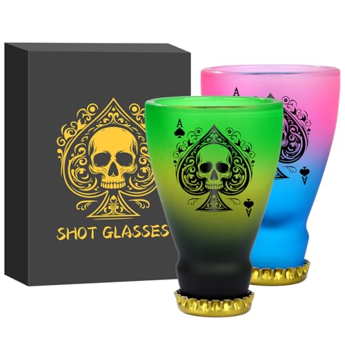 Spades Skull Pattern Glass Shot Glasses (2 Count)