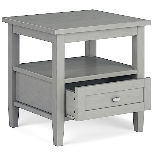 Warm Shaker 20" Wide Solid Wood Square End Table in Fog Grey