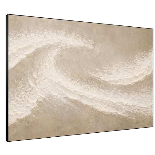 46"x60" Extra Large Framed Wall Art Soft Sand Wave Abstract Neutral Illustration for Home Living Room Bedroom Decor