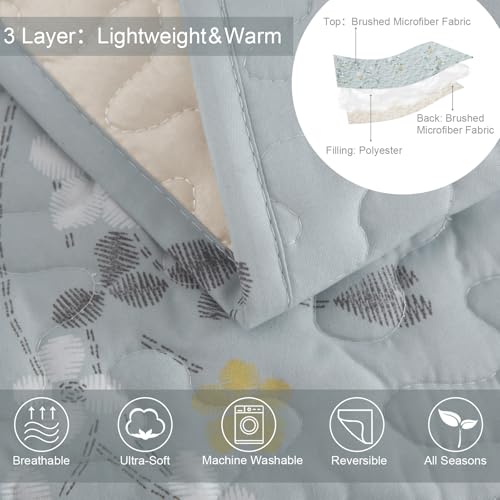 Reversible Boho Quilt King Size Light Blue