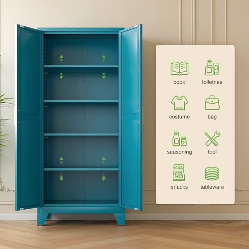 71'' Farmhouse Metal Storage Cabinet with Barn Doors