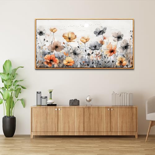 Wood Framed Canvas Wall Art For Living Room Large Wall Decor For Office Bedroom Decorations Flowers Landscape Pictures Farmhouse Paintings Artwork Aesthetic Mural Home Decor 30x60 In
