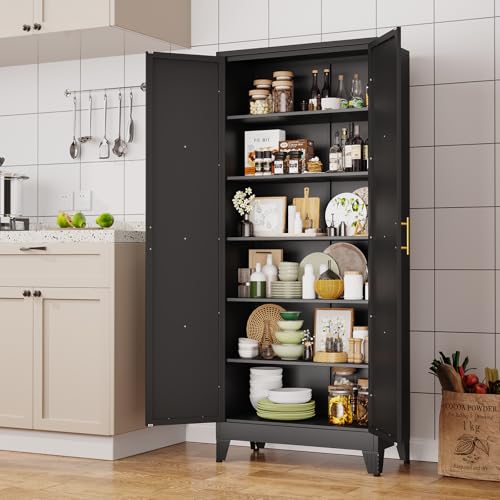 75.2" Tall Metal Kitchen Pantry Storage Cabinet