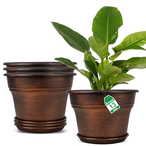 Plant Planters Pots Set of 4 Pack 13 Inch (4 Count)