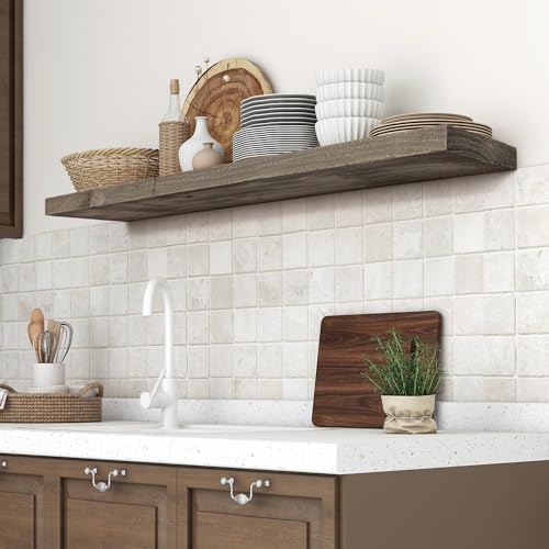 Solid Reclaimed Wood Floating Shelf 48inches Width and 8 inches Depth
