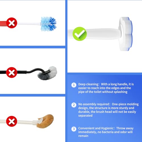 Disposable Toilet Bowl Brush with 40 Toilet Wand Refills