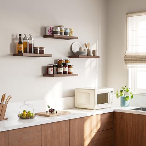 16’’Rustic Brown Floating Shelves for Wall Set of 4 (4 Count)