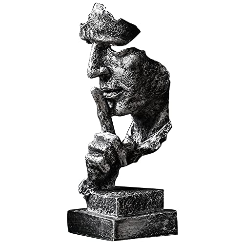Silence is a Golden Statue Modern Mens Creative Office Home Room Decorations Sculpture Friends Bookshelf Decorative 4.7 x 4.3 x 13.18in