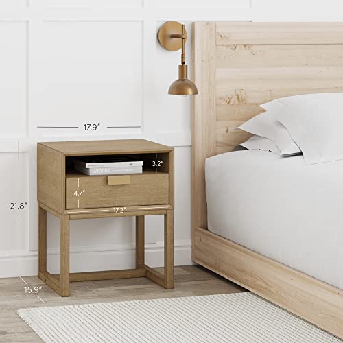Luke Modern Nightstand Side Accent or End Table with Storage Drawer