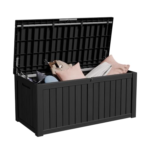 120 Gallon Outdoor Storage Box Waterproof Lockable Resin Deck Box for Patio