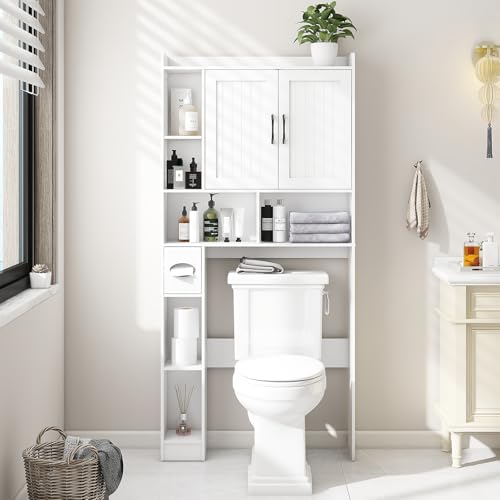 Farmhouse Over The Toilet Storage Cabinet with Barn Door