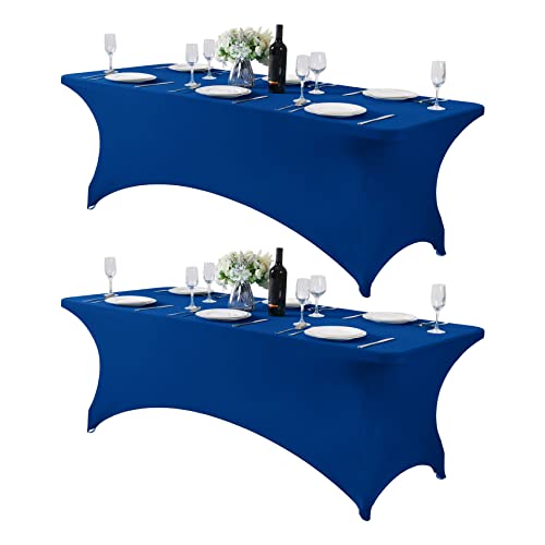 2Pack Spandex Table Cover for 8FT or 4ft or 6ft Table Universal Fitted Stretch Tablecloth for Party (2 Count)