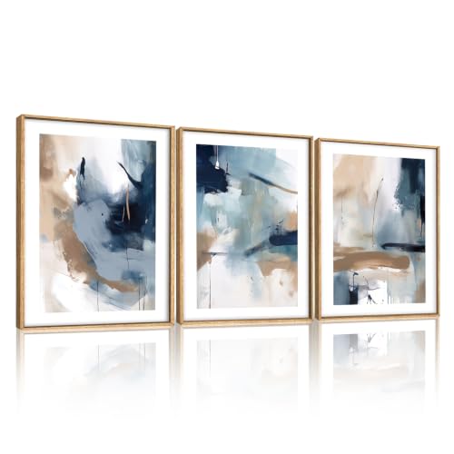 Abstract Navy Blue Framed Canvas Wall Art