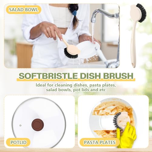 16 Pack Dish Brush with Handle Dish Scrubber Brush with Built (16 Count)