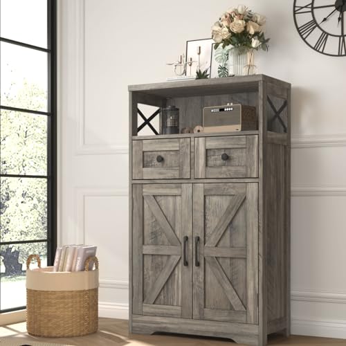 Farmhouse Storage Cabinet with Drawers and Shelf