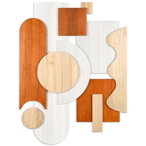 Cinnamon Dreamscape II" Handmade Dimensional Solid Paulownia Wood Abstracts Wall Art (23 Count)