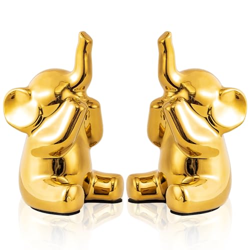 Pair of Small Gold Elephant Figurines (2 Count)