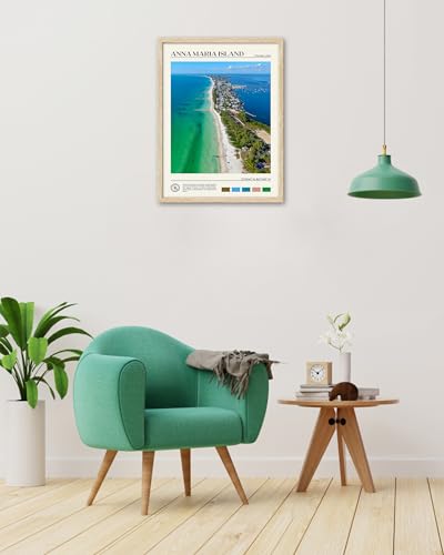 12x16IN Anna Maria Island Beach Framed Wall Art Canvas Print