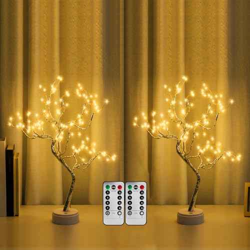 2 Pack 108 LED Sparkly Fairy Spirit Tree Lamp Remote Control Timer (2 Count)