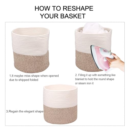 Planter Baskets for Indoor 11" Cotton Rope 11"x11"Khaki
