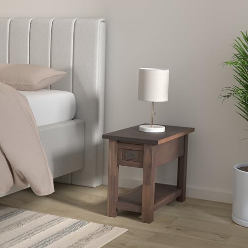 Monroe 14" Wide Solid Wood End Table in Charcoal Brown