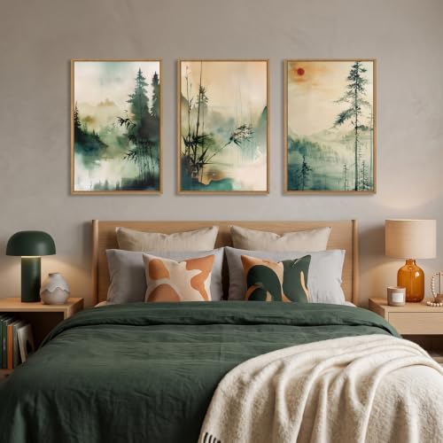 Chinoiserie Landscape Framed Canvas Wall Art Set