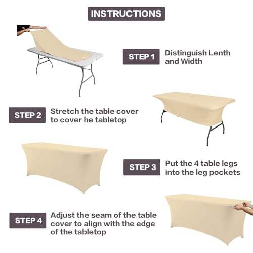 2 Pack 6FT Table Cloth for Rectangular Spandex Champagne Cover (2 Count)
