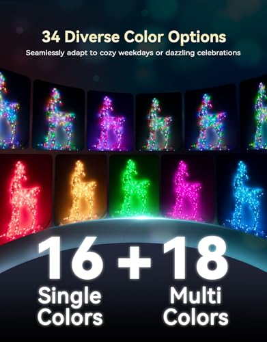 4Pack 34 Colors Changing Fairy Lights Battery Operated with Remote