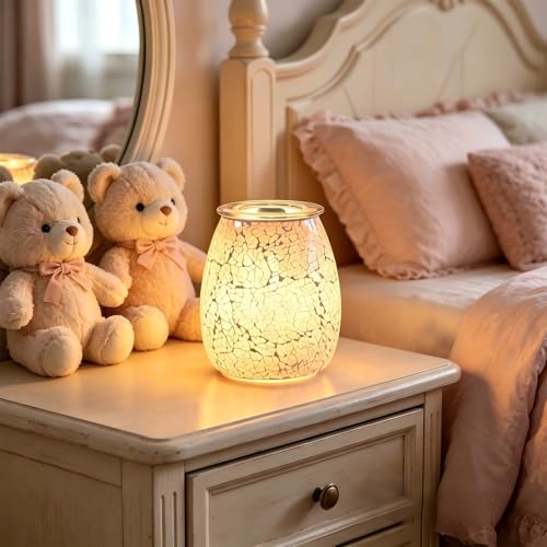 2-in-1 Candle Warmer Lamp, Electric Wax Melt Warmer with Pink Ombre Glass, Night Light & Removable Tray, Flameless Aromatherapy Gift for Home Bedroom Office