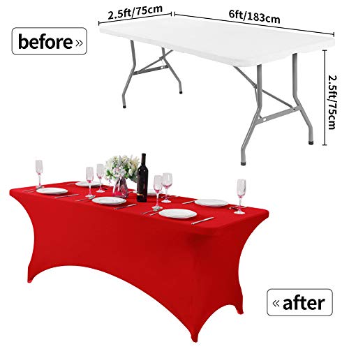 Spandex Table Cover for 6Ft or 4fT or 8ft Table Universal Fitted Stretch Tablecloth for Party