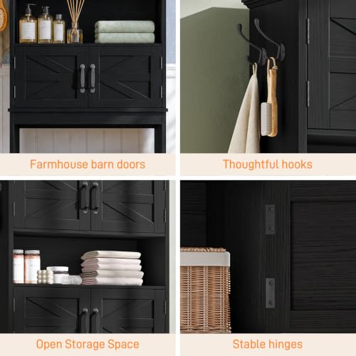 Over the Toilet Storage Cabinet with 4 Barn Doors