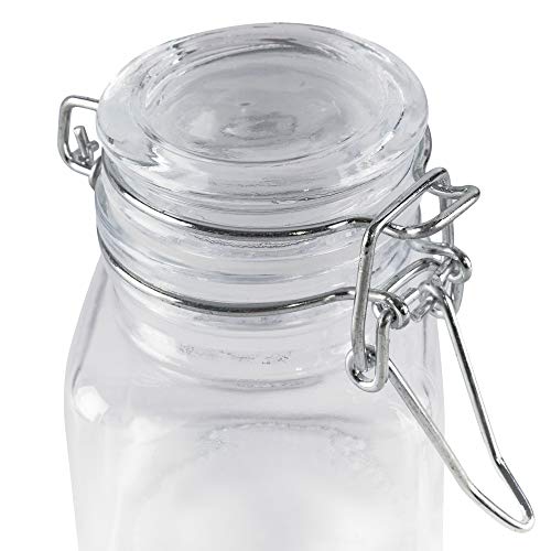 3 1 4" Square Glass 3oz Jar with Hinge Glass Lid for Home Kitchen (4 Count)