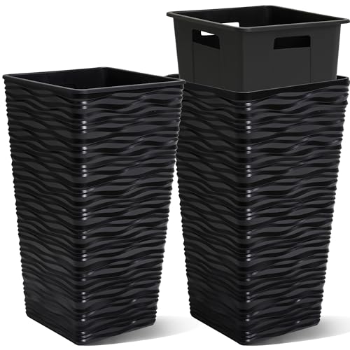 2 Pack 22" Tall Plastic Square Tapered Planter with Inside Pots for Indoor or Outdoor Use (2 Count)