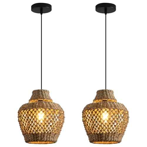 2 Pack Rattan Pendant Light (2 Count)