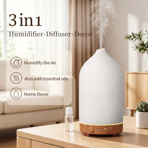 200ML Ceramic Essential Oil Diffuser for Home (2 Count)