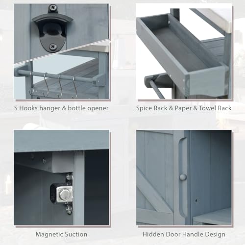 Outdoor Grill Table with Stainless Steel Top