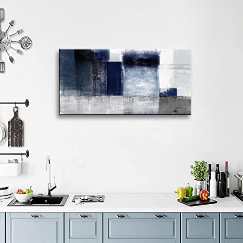 Canvas Abstract Artwork for Wall Decor Blue and Gray Abstract Wall Art Canvas Prints for Living Room Bedroom Office Wall Decor Bathroom Decor Home Decor Poster Print Size