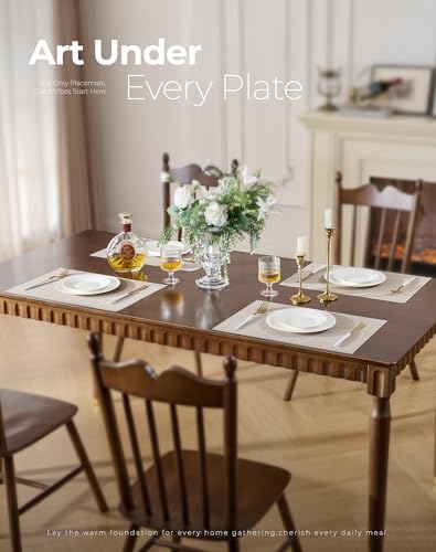 Woven Vinyl Beige Placemats Set of 6 (6 Count)