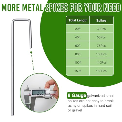 Landscape Edging 4 Inch Tall 60FT with 75Pcs Metal Spikes
